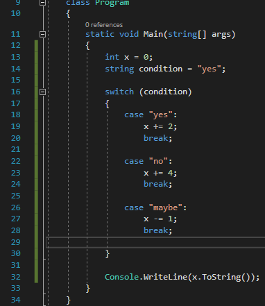 Small switch statement in c#